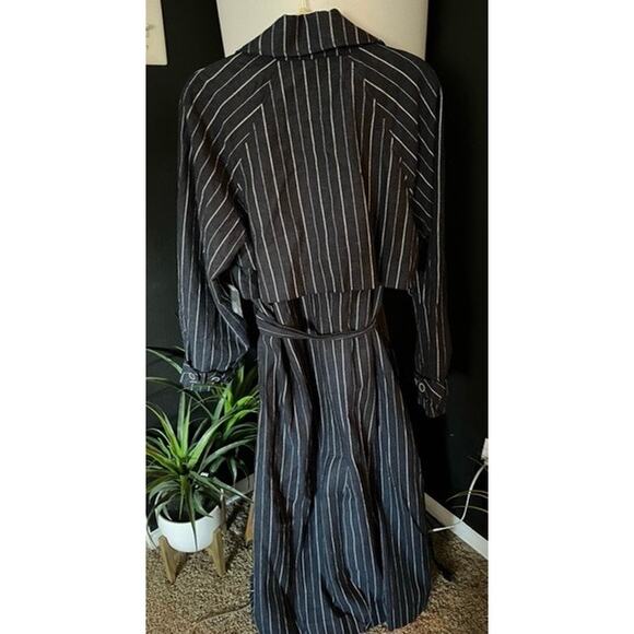 #232 NWT-Free People Linen Blend Blue Striped Melia Mac Trench Coat Sz:M Ret$228 - Picture 8 of 8